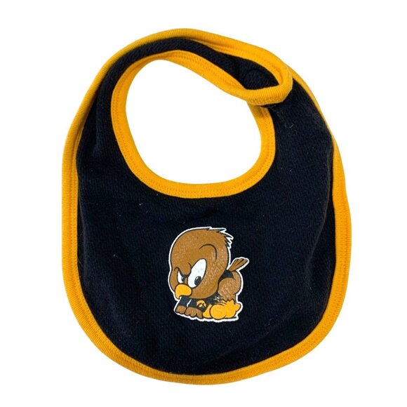 Iowa Hawkeyes baby Infant Feeding Drool Bib One Size Black Gold - Picture 1 of 2